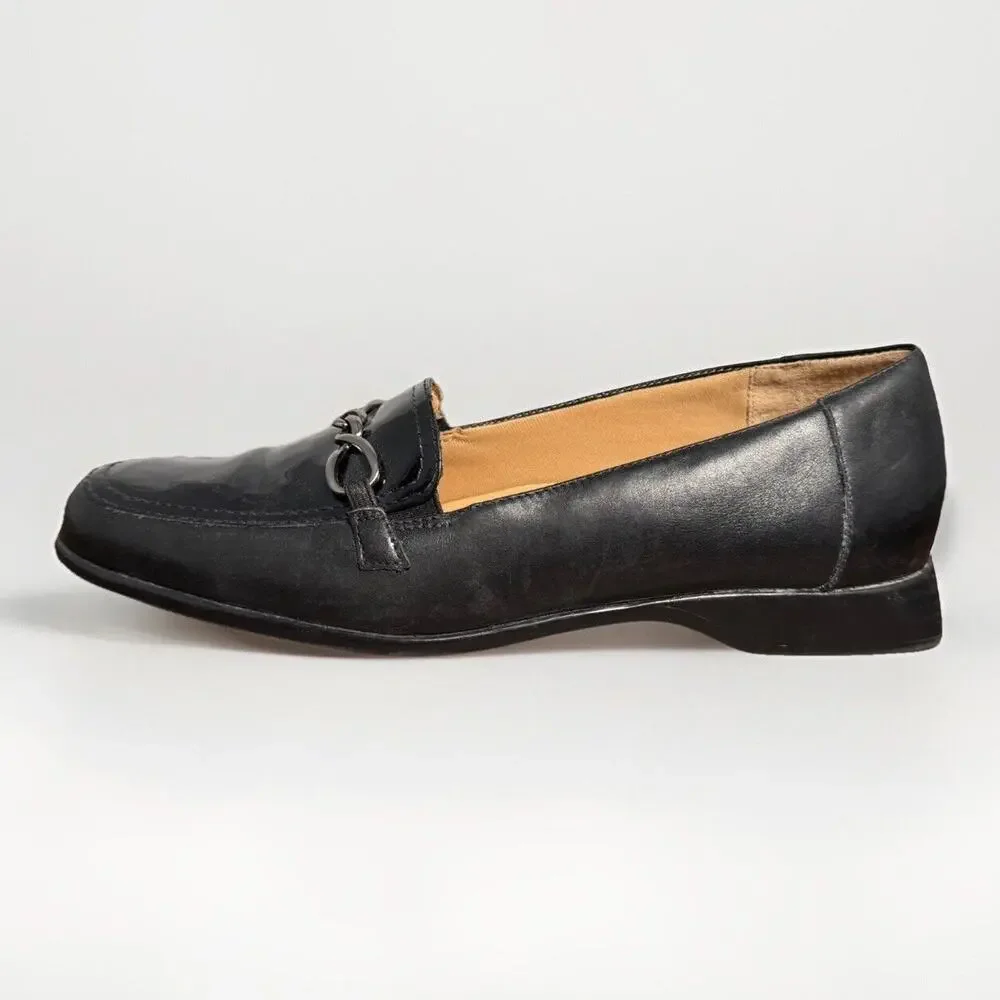 Trotters Black Leather Loafers Women’s Size 10M Chain Accent Made in Brazil - Picture 4 of 12